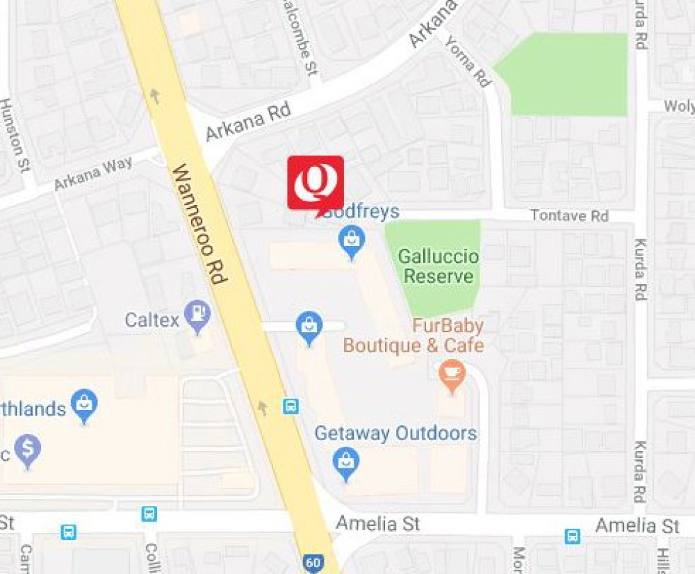 Map showing local businesses and roads